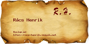 Rács Henrik névjegykártya